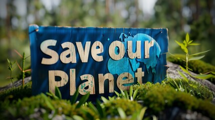 A sign that says save our planet