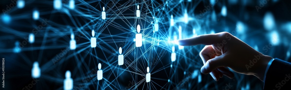 Aufkleber technology, internet network connection concept. finger touching on virtual screen, data exchange, d