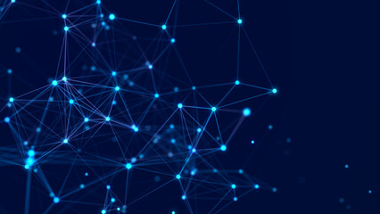 Fototapeta premium Interweaving of dots and lines in cyber space. Study, collection and processing of data. Business analytics. 3D rendering.