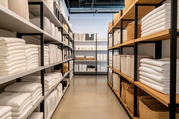 Obraz premium Virtual showroom with a digital product catalog, items arranged by theme and accessible via touch or voice commands