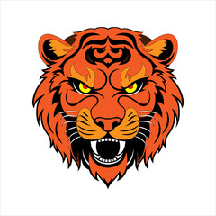 Vector Orange Tiger Face head icon