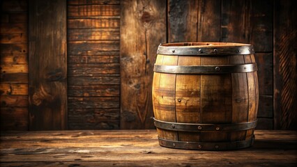 Close-up of a wooden barrel with a rustic background