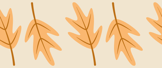 Vector seamless illustration. Minimalistic abstract leaf pattern. Modern autumn print on a light background. Ideal for textile design, screensavers, covers, cards, invitations and posters.