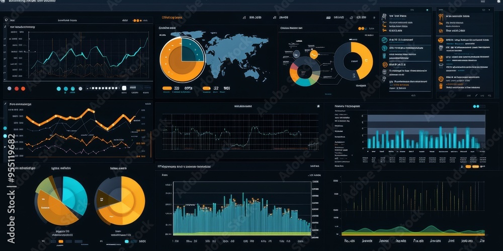 Poster Asset management dashboard with detailed charts and performance metrics interactive and professional interface