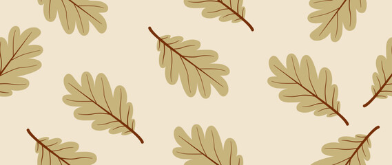 Vector seamless illustration. Minimalistic abstract leaf pattern. Modern autumn print on a light background. Ideal for textile design, screensavers, covers, cards, invitations and posters.