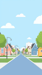 Naklejka premium A Quaint Suburban Street Basking in Sunny Serenity.