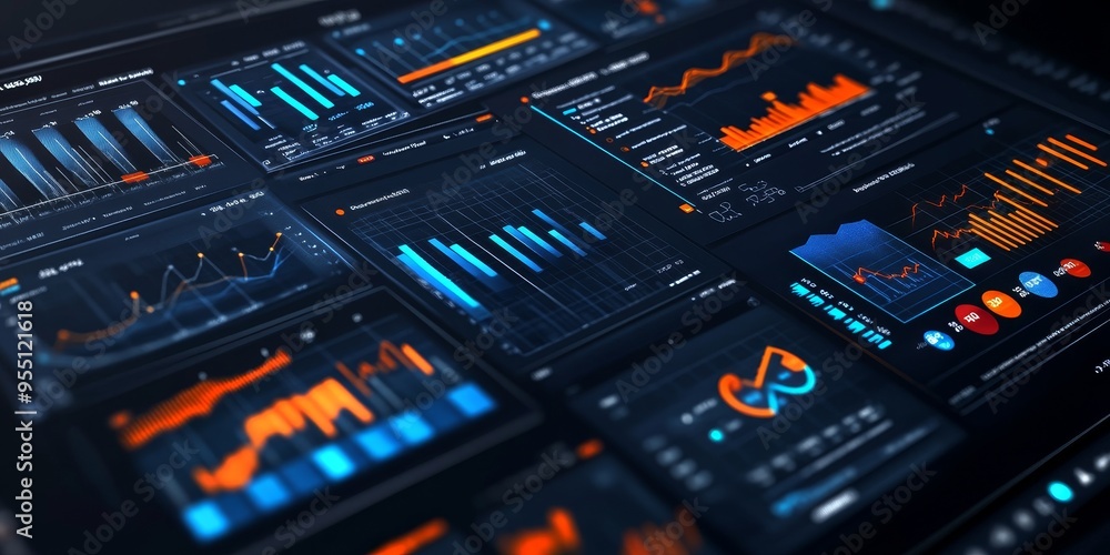 Leinwandbilder Detailed financial security dashboard with interactive graphs and precise data points professional and sleek design