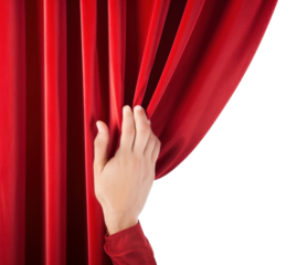 PNG Hand curtain red white background.