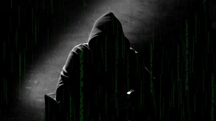 Anonymous man in a hood interview background, mysterious man sitting on a chair and talking....