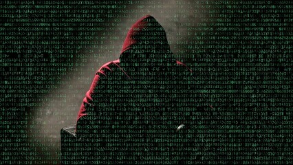 Anonymous man in a hood interview background, mysterious man sitting on a chair and talking....