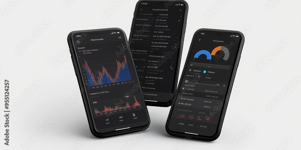 Poster Personal finance app displaying individual investment performance with clear visualizations and metrics modern interface