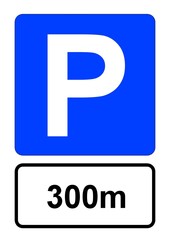 Illustration eines blauen Parkplatzschildes mit der Aufschrift 