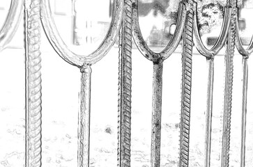 Metal fence as a symbol of a restricted area, Pencil drawn sketchy draft illustration