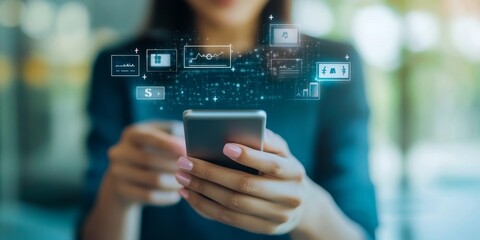 Customer using mobile banking app for seamless money transfers and bill payments modern financial convenience