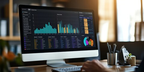 Fototapeta premium Comprehensive cost management dashboard with interactive graphs and spending categories sleek and professional design
