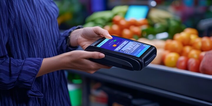 Customer using a digital wallet for contactless payments at a retail store seamless and modern transaction method