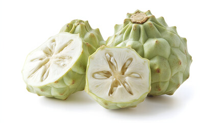 cherimoya fruit isolated on white, tropical healthy food