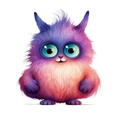 Obraz premium A Fuzzy Purple and Pink Creature with Big Blue Eyes and a Friendly Smile