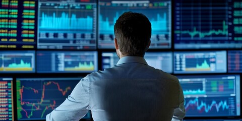 Financial analyst reviewing worldwide financial trends on a digital platform comprehensive and interactive interface