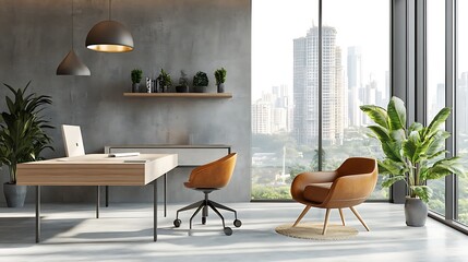 Modern Office Interior with City View