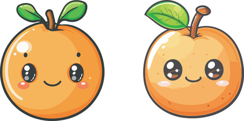 Cute Orange Fruit Cartoon Character Happy Smiling Fun Mascot Kawaii Illustration Isolated Background Food Beverage Healthy Vitamin C Sweet Juice Drink Fresh Tropical Summer Orange Citrus Icon
