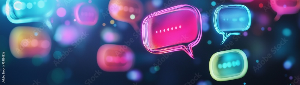 Poster a cluster of colorful speech bubbles.
