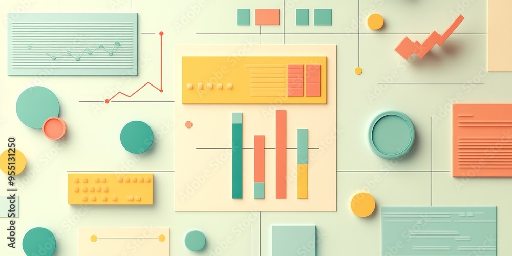 Poster detailed illustration of a savings account balance with clear data points and colorful graphs profes