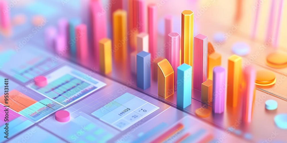Poster detailed illustration of a savings account balance with clear data points and colorful graphs profes