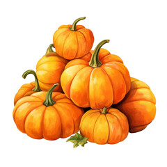 Fototapeta premium A Stack of Six Ripe Orange Pumpkins with Green Stems