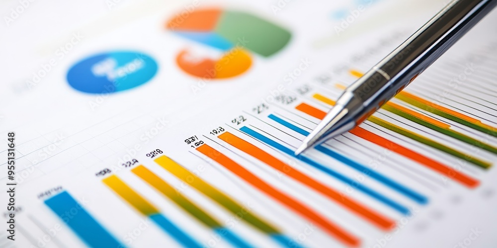 Poster detailed illustration of a savings account balance with clear data points and colorful graphs profes