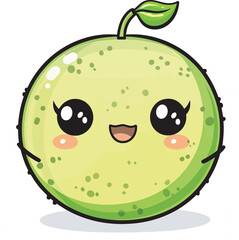 Cute Kawaii Melon Character Happy Fruit Cartoon Illustration Icon Design Isolated