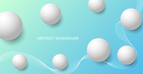 White Geometric Circle Shape Abstract On Blue Background With Wave Lines. Technology Banner Wallpaper. Vector Illustration. Digital. 3D
