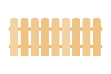 Cartoon fence vector illustration. Simple cartoon style picket fence. Isolated wooden fence graphics.