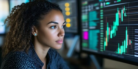 Financial analyst reviewing fraud prevention data on a digital platform secure and comprehensive interface