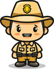 Cute Police Officer Cartoon Character Illustration Law Enforcement Security Mascot Badge Uniform Officer Friendly Happy Cop Design Element Digital Artwork Graphics Icon Symbol Logo Avatar