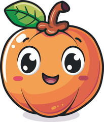 Cute Cartoon Happy Peach Fruit Character IllustrationNo Background Digital Art Drawing Kawaii Food Icon Logo Mascot Branding Design Element Isolated Adorable Fun Whimsical Happy Fresh Healthy Sweet