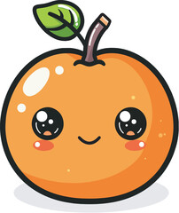 Cute Orange Fruit Character Cartoon Kawaii Style Orange Mascot Logo Design Illustration Vitamin C Healthy Food Fresh Juice Smoothie Drink Vegan Vegetarian Food Design Element Isolated