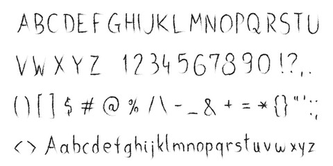 Naklejka premium Handwritten font. Hand drawn pencil scribble creative sketch style lettering collection. Isolated vector font.