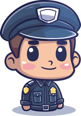 Cute Chibi Police Officer Cartoon Character Mascot Illustration Law Enforcement Cop Background