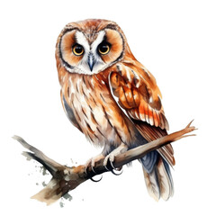 Naklejka premium A Tawny Owl Perched on a Branch