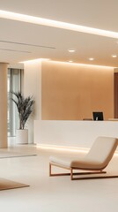 A modern luxurious hotel lobby with a minimalist design. 
