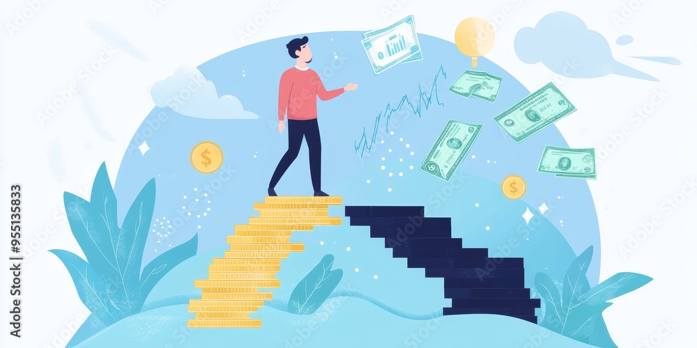 Poster Infographic showing steps to achieve financial goals with clear visual representation and practical advice educational and engaging