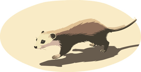 Brown Opossum Walking Mammal Animal Wildlife Nature Cute Illustration Background Isolated Graphic Design Digital Art Vector Icon Logo Symbol