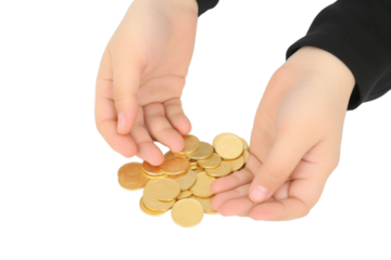 PNG Coins child money hand.