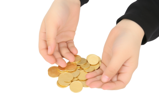 PNG Coins child money hand.