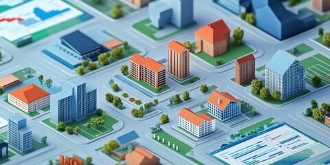 Naklejka premium Real estate investment dashboard with interactive maps and financial projections professional and detailed visualization