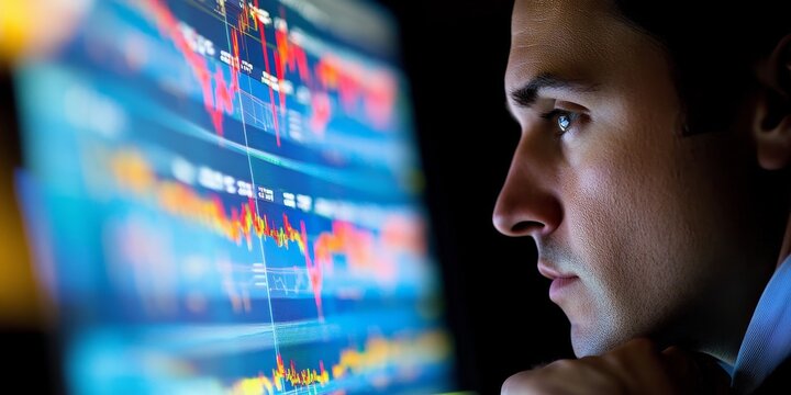 Financial analyst reviewing currency exchange data on a digital platform interactive and comprehensive interface