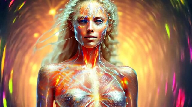 Mystical Spirtual Woman With Astral Projection in Ethereal Light Setting Generative AI