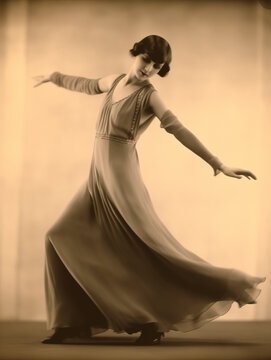 sepia portrait of 1920s flapper dancer