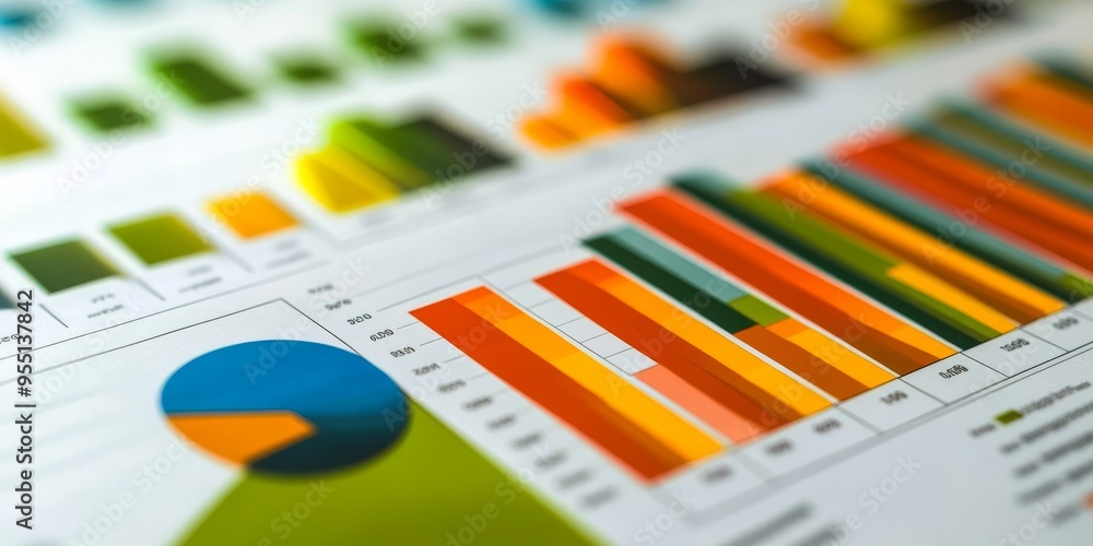 Poster Financial presentation on expense tracking with colorful charts and detailed analysis engaging and informative layout